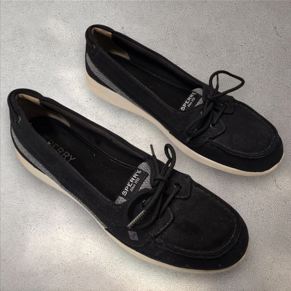 Sperry Top Sliders Loafers Black Gray Slip-On Boat‎ Shoes Size 11 - Picture 1 of 10